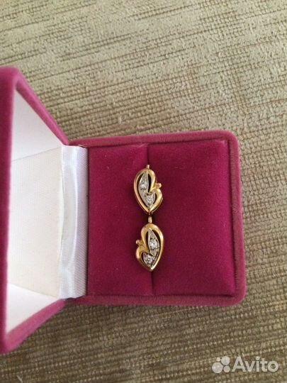 Сережки СССР 750 проба с бриллиантами