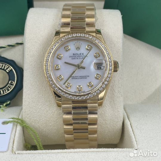 Rolex datejust 31mm желтое золото с камнями