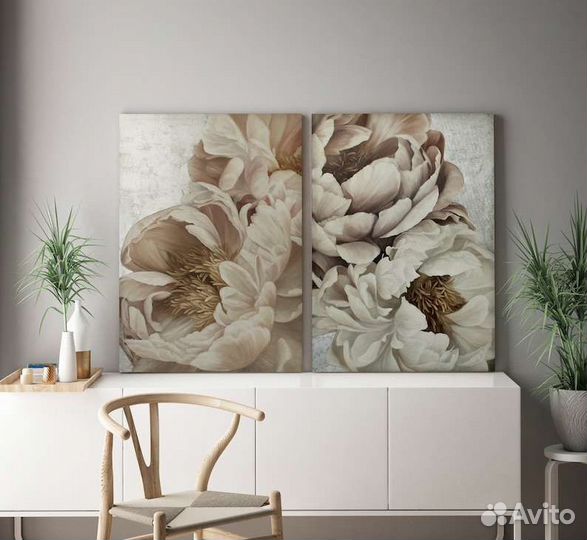 Картина маслом пионы
