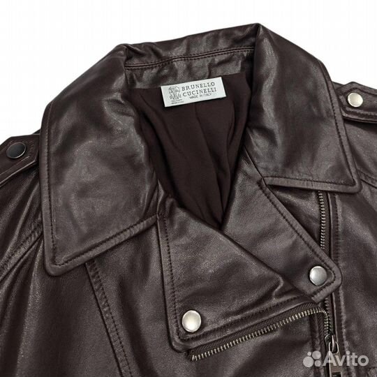 Кожаная куртка косуха женская Brunello Cucinelli