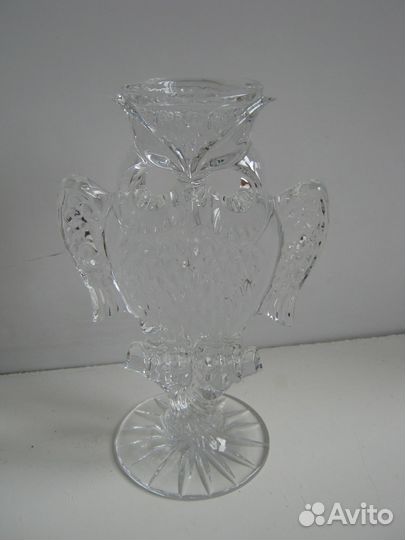 Подсвечник Сова хрустальный СССР
