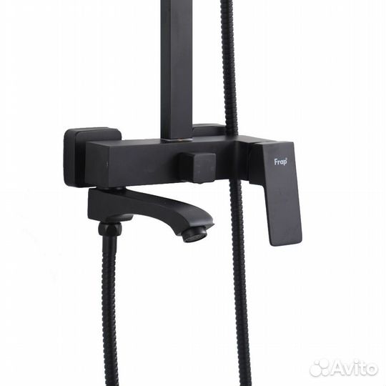 Душевая система Frap с верхним душем с лейкой со смесителем черная (F2476-6)
