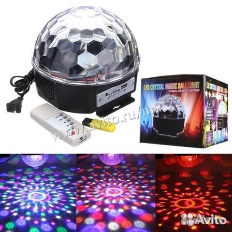 Дискошар Led Cristal с флэшкой и пультом