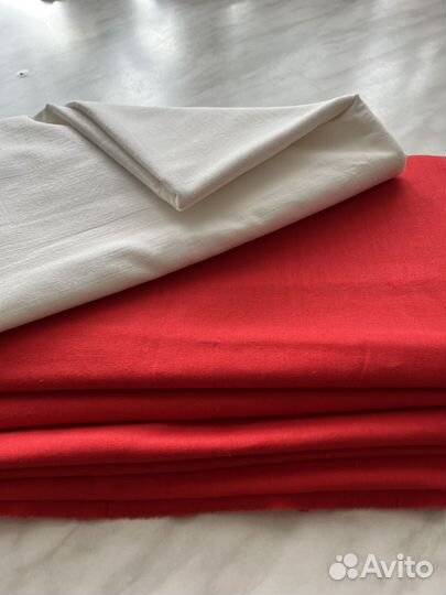 Ситец красный, белый, х/б, наперник, СССР