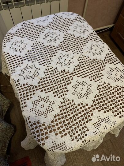 Вязанная скатерть крючком ручной работы