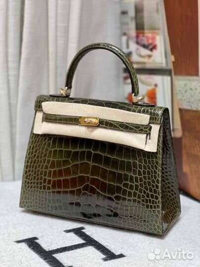 Сумка женская Hermes Kelly 25 кожа крокодила