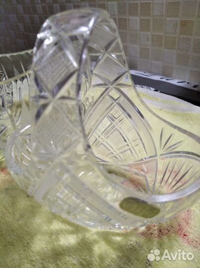 Хрусталь ладья и корзиночка.гдр.новое