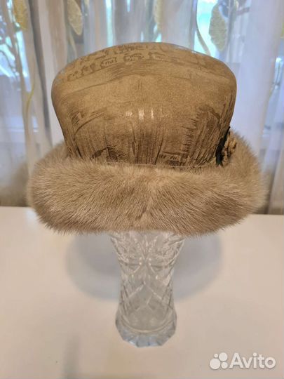 Шляпа женская нат кожа с норкой