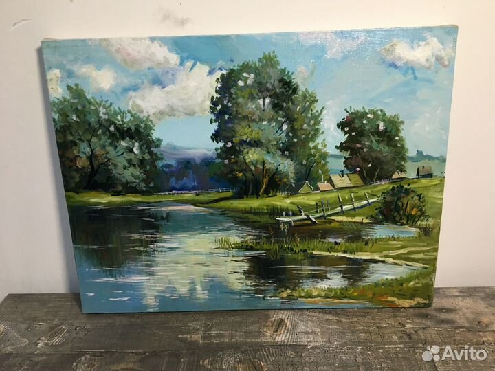 Картина маслом на холсте летний пейзаж лето
