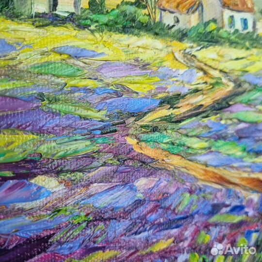 Пейзаж маслом картина лаванда цветы