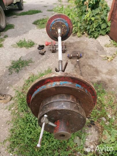 Штанга с блинами +стойка, гантели