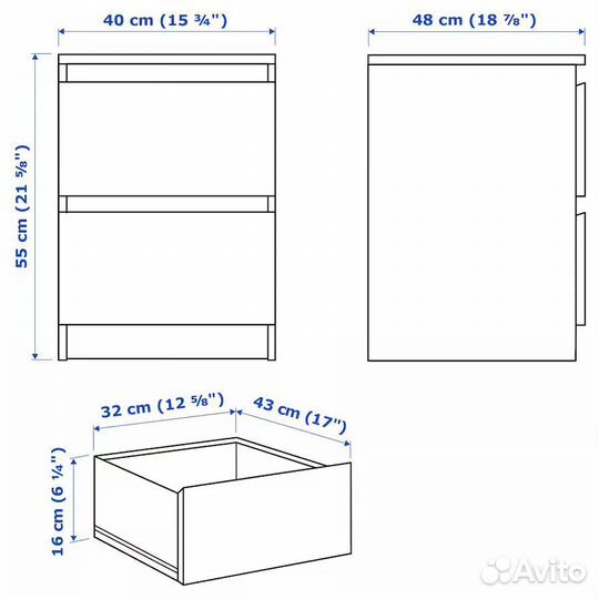 Новая Тумба прикроватная IKEA malm икеа