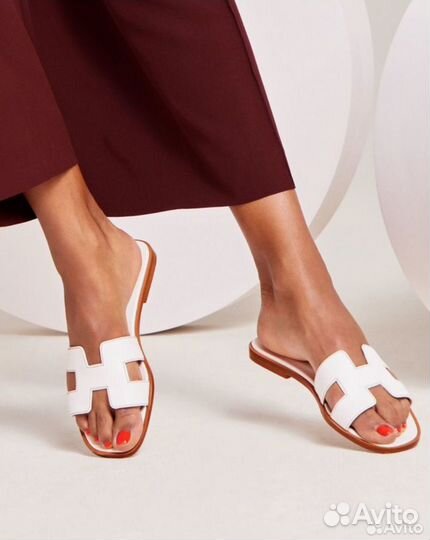 Тапочки Hermes oran White