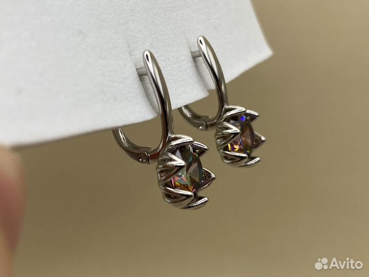 Сертги с мистик топазом, размер 2,2