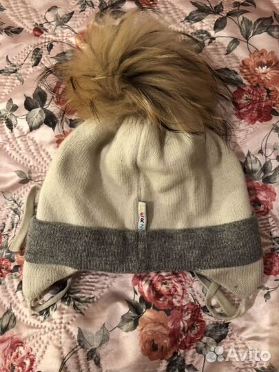 Шерстяная шапка с натуральным мехом