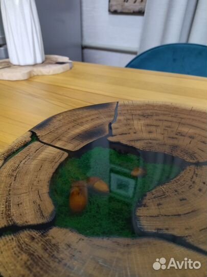 Сервировочная доска смола вяз мох желуди шишки