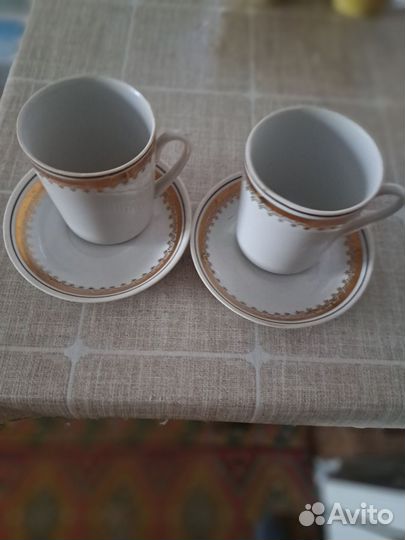 Фарфоровые Чайные чашки с блюдцами СССР