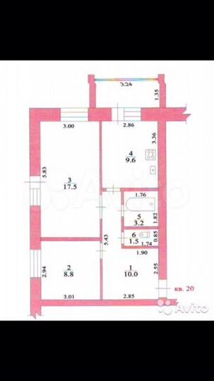 2-к. квартира, 54 м², 2/3 эт.