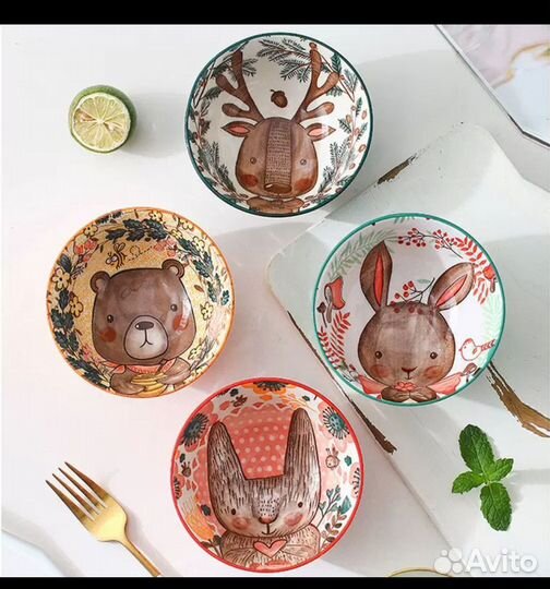 Тарелки глубокие 350 мл со зверюшками