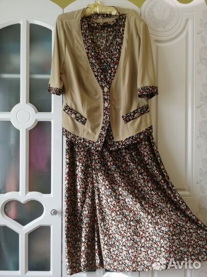 Костюм платье и жакет женский, размер 58