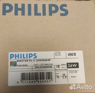 Люминисцентная лампа Philips PL-C 26W/840/4p