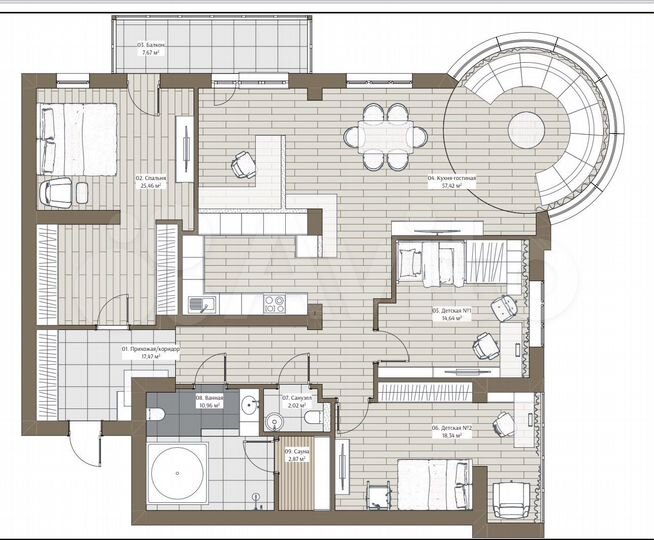 4-к. квартира, 155,4 м², 9/9 эт.