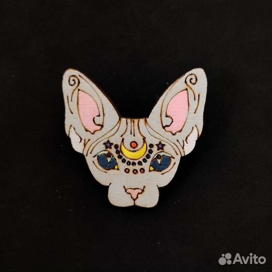 Деревянные значки Котики в ассортименте