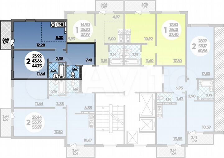 2-к. квартира, 44,8 м², 16/16 эт.