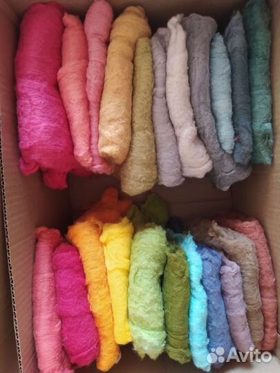 Вата окрашенная хлопковая для игрушек