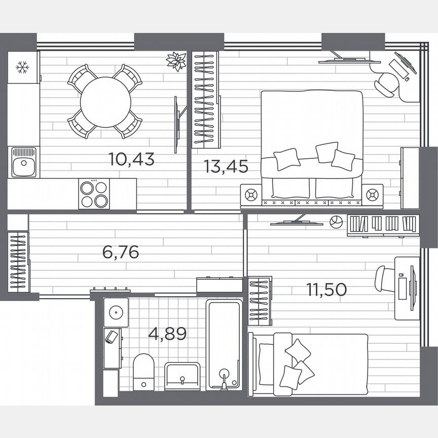 2-к. квартира, 47 м², 1/5 эт.