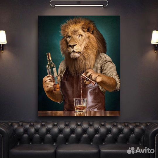 Картина маслом со львом Картины в подарок Лев