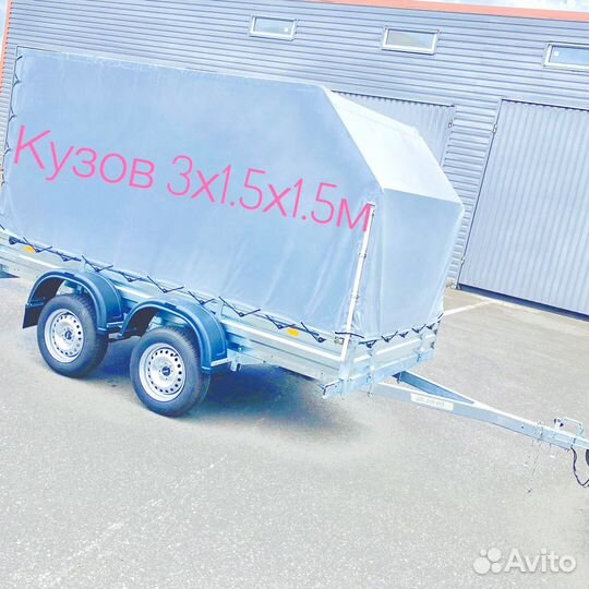 Прицеп двухосный с тентом. Длина 3м
