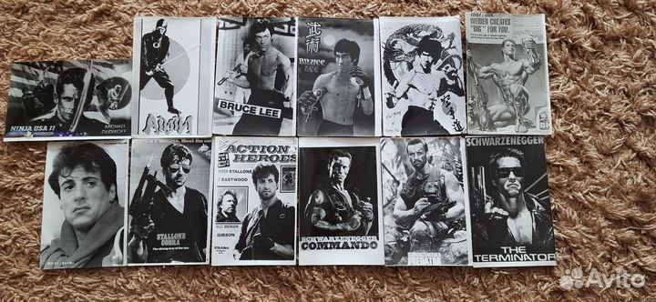 Фотокарточки 90-х (Шварцнеггер, Брюс Ли, Сталлоне)