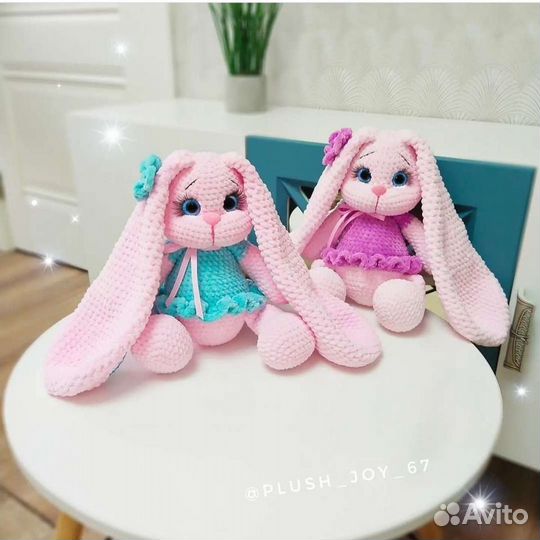 Заяц плюшевый вязаный кукла метрика