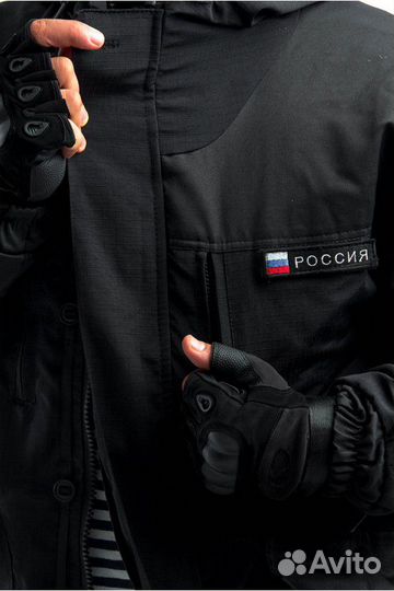 Костюм Горка6 черная на флисе Рип-стоп