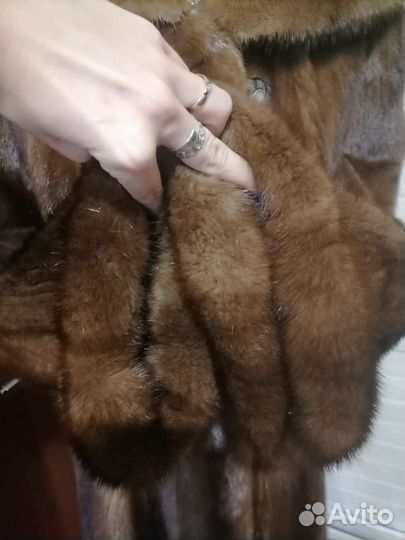 Шуба норковая с капюшоном орех ог 130