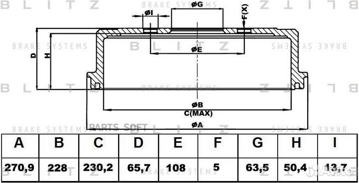 Blitz BT0137 Барабан тормозной