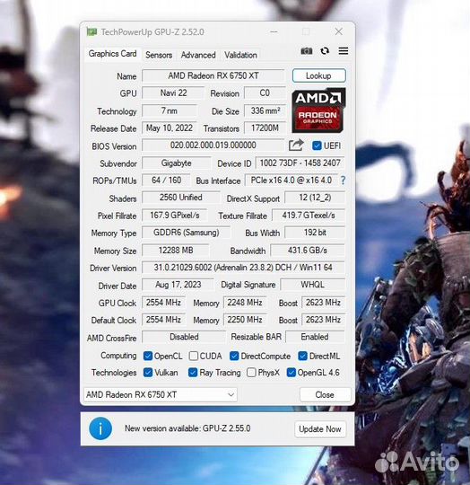 Gigabyte Radeon RX 6750 XT aorus elite 12GB