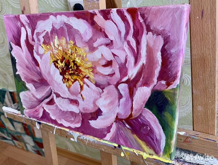Картина масло холст « Пион»