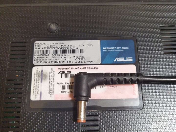 Asus k43s Core i3 4Gb SSD 64Gb WIndows 10