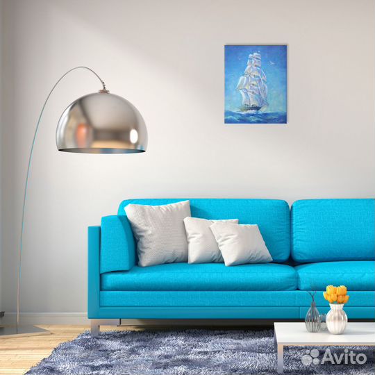 Картина маслом в раме Весна Птички Сад