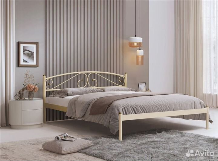 Кровать двуспальная Флоренция (140х200/Бежевый)