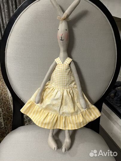 Интерьерная текстильная кукла тильда Кролик