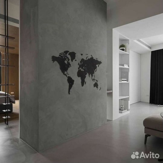 Интерьерная деревянная карта мира Map Wall