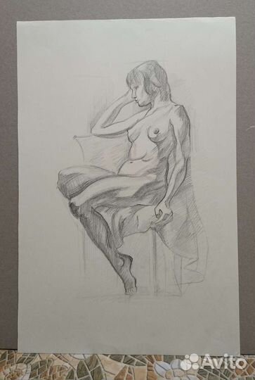 Зарисовки.Фигура. Графика. Уголь, простой карандаш