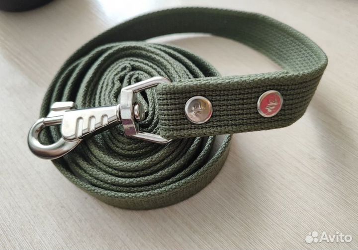 Поводки брезентовые 2, 3, 5 м, чёрные, зелёные