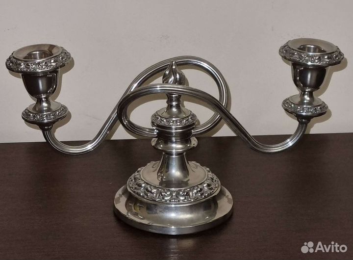 Подсвечник, канделябр, серебрение, Англия, 80е
