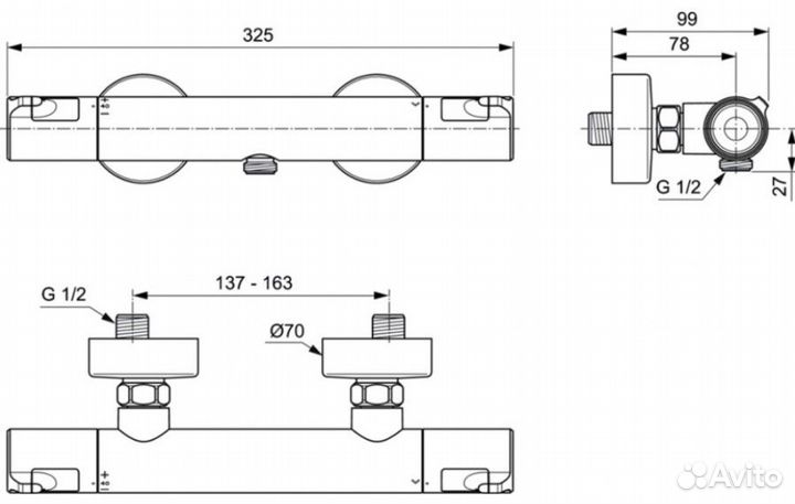 Смеситель для душа Ideal Standard ceratherm T50 A7