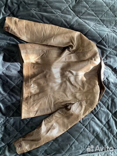 Куртка кожаная женская коричневая 42