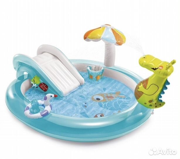 Детский бассейн с горкой Intex